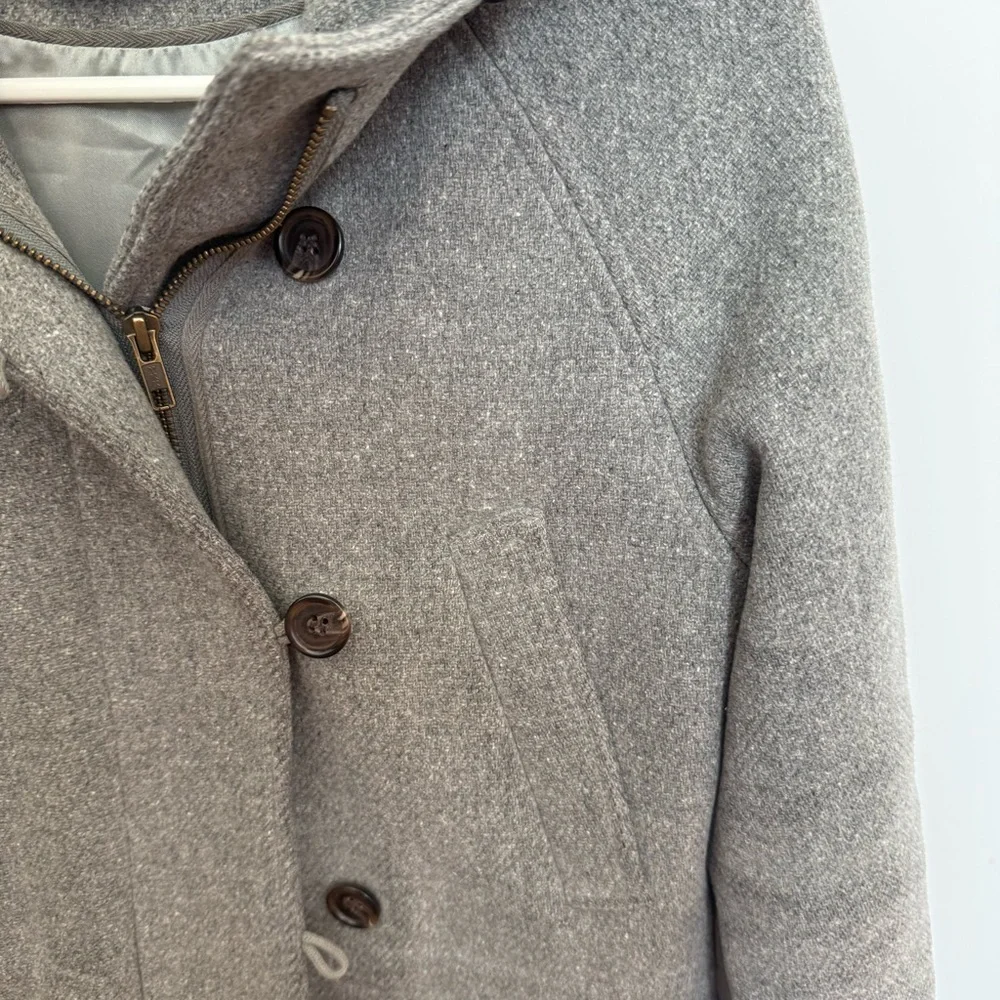 J. Crew Women's Gray Pea Coat with Hood - Picture 4 of 9